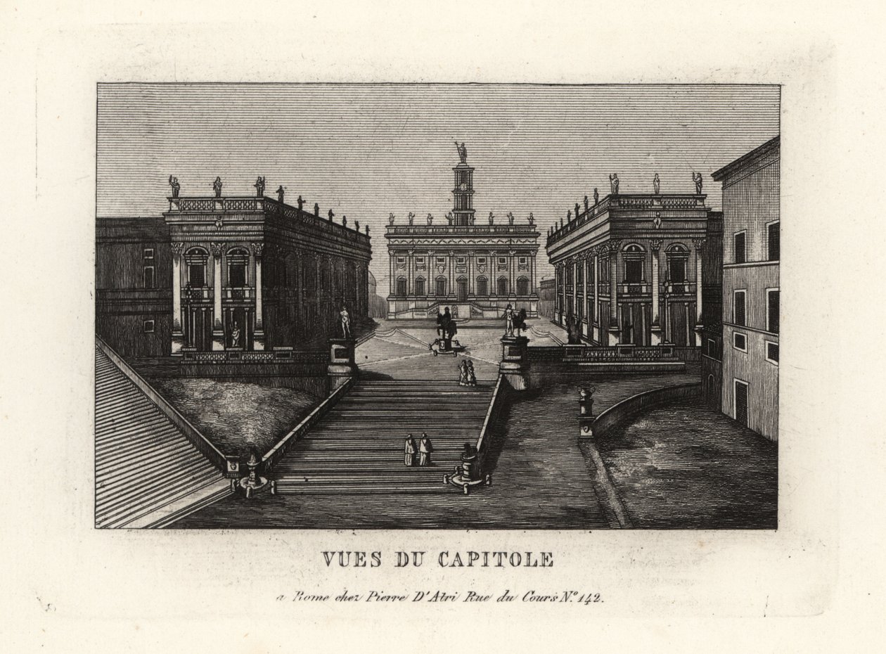 Ansicht des Kapitolinischen Hügels. Piazza del Campidoglio, Palazzo Senatorio, Rom von Unbekannt