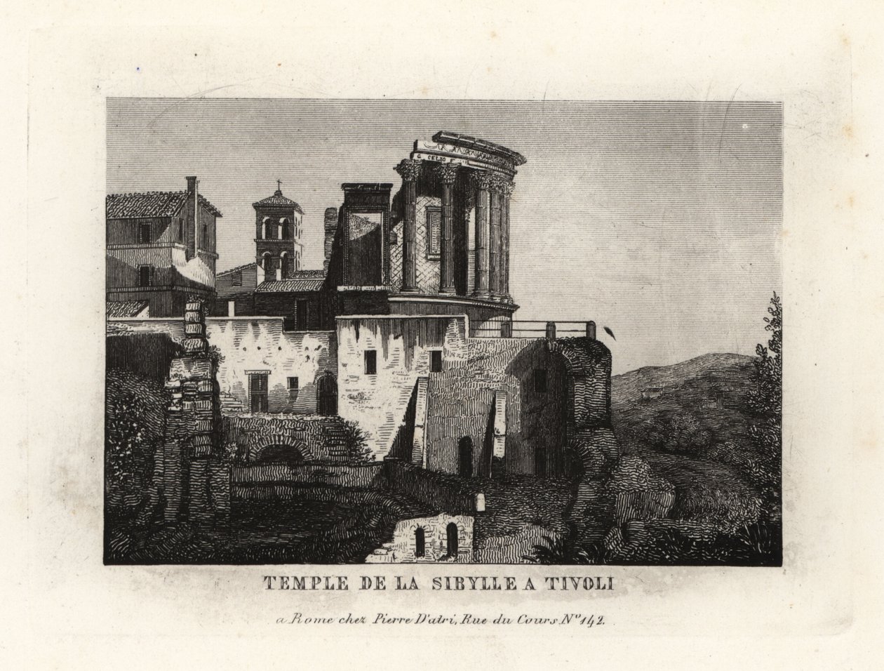 Ansicht des Tempels der Sibylle oder des Tempels der Vesta in Tivoli von Unbekannt
