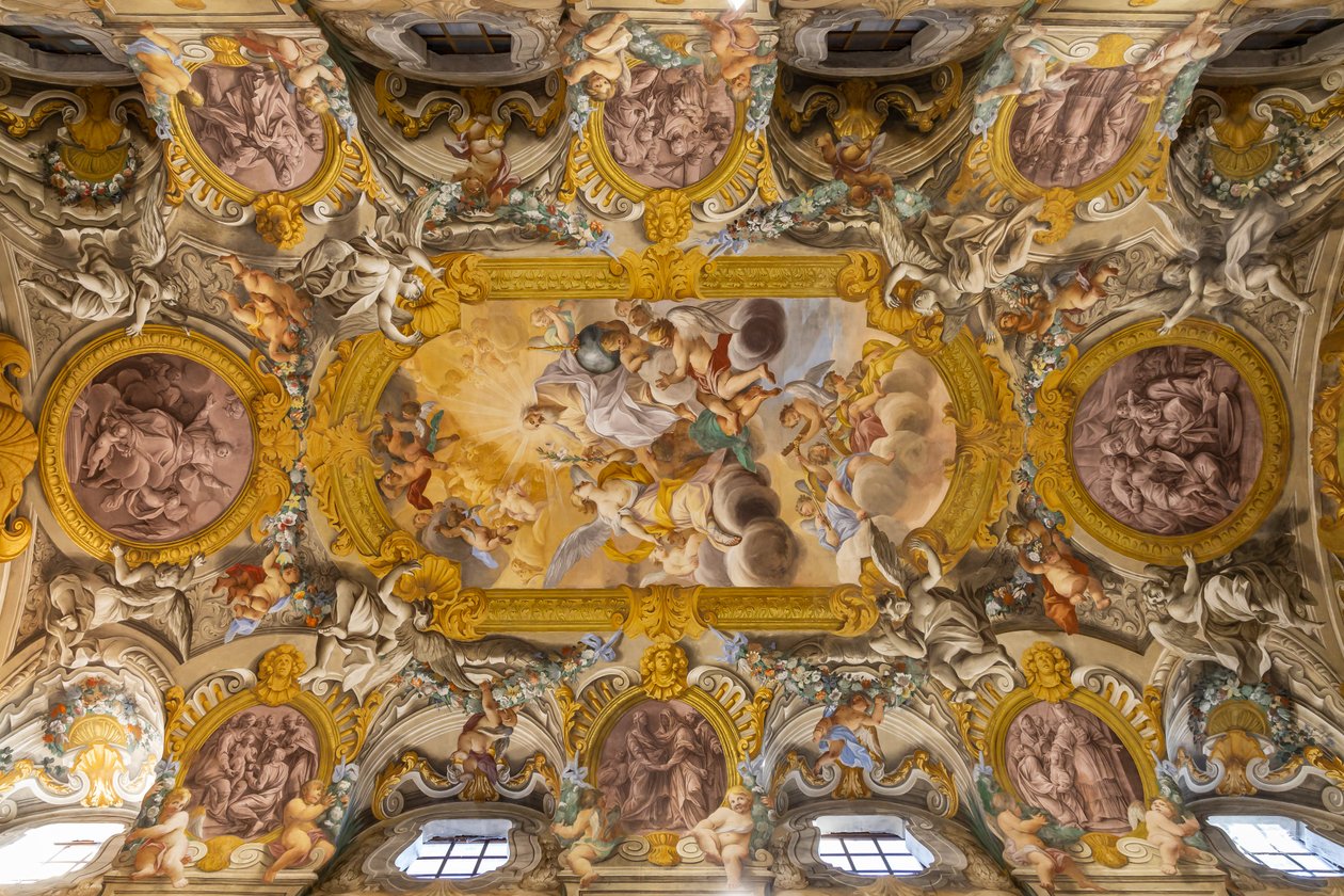 Ansicht der Decke, Kirche von Nunziatina, Todi, Umbrien, Italien von Unbekannter Künstler
