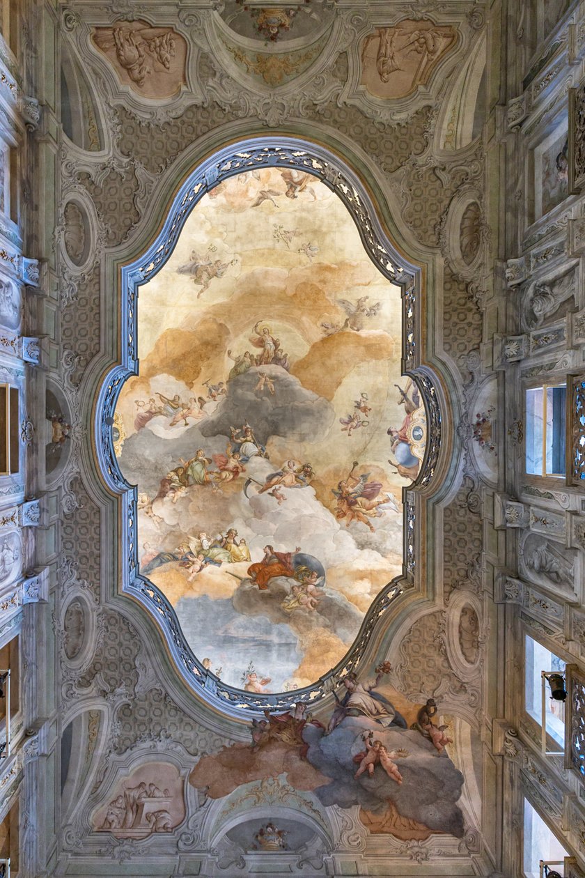 Ansicht der Decke, Eingangshalle oder Foyer, Teatro Grande, Brescia, Italien von Unbekannter Künstler