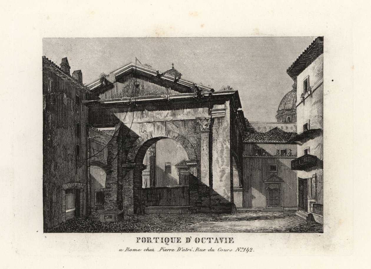 Ansicht der Ruinen des Portikus des Octavian, Porticus Octaviae, Rom von Unbekannt