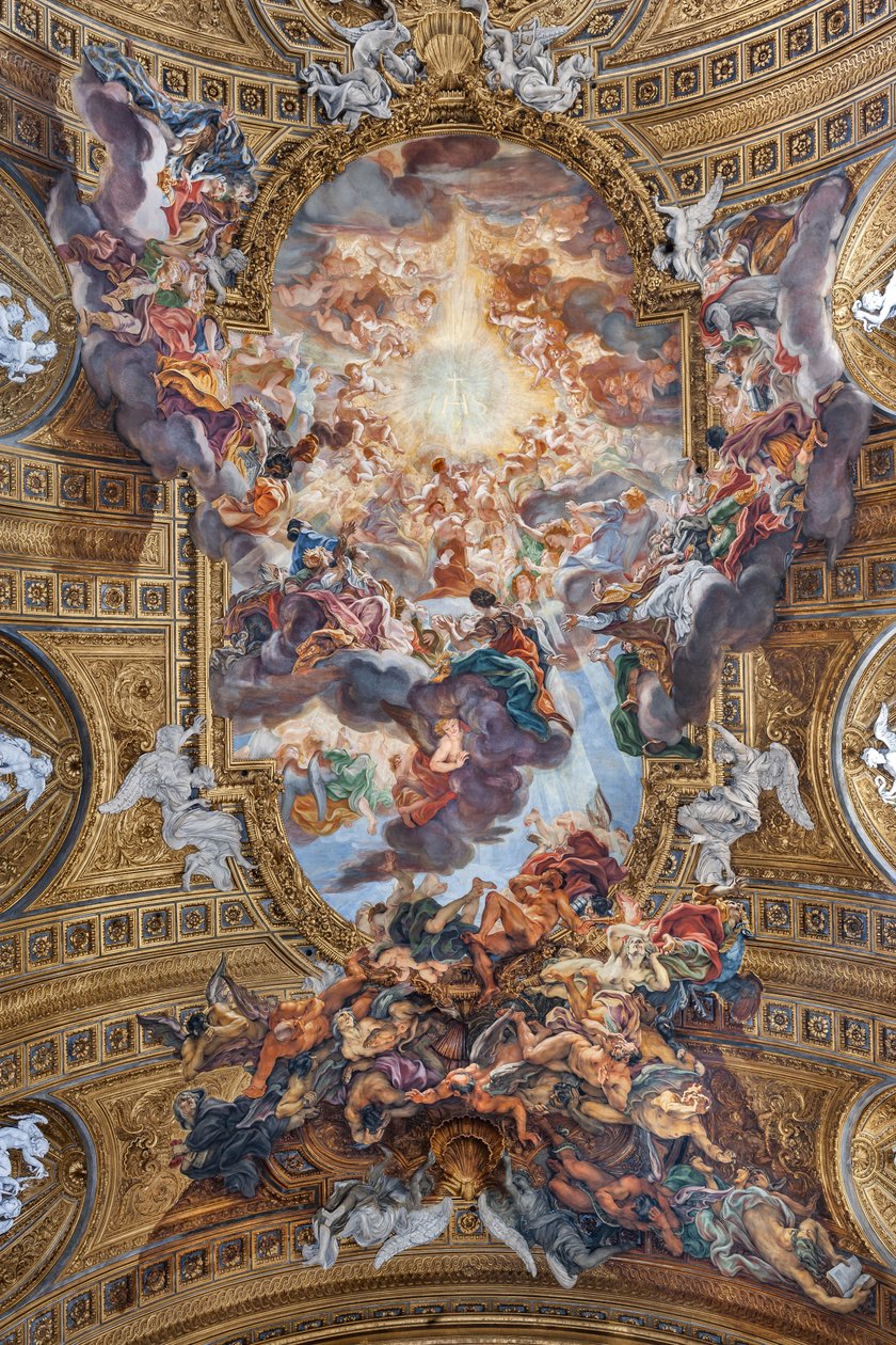 Blick auf das Gewölbe des Kirchenschiffs mit "Der Triumph im Namen Jesu", Kirche des Gesù, Rom, Italien von Unbekannter Künstler