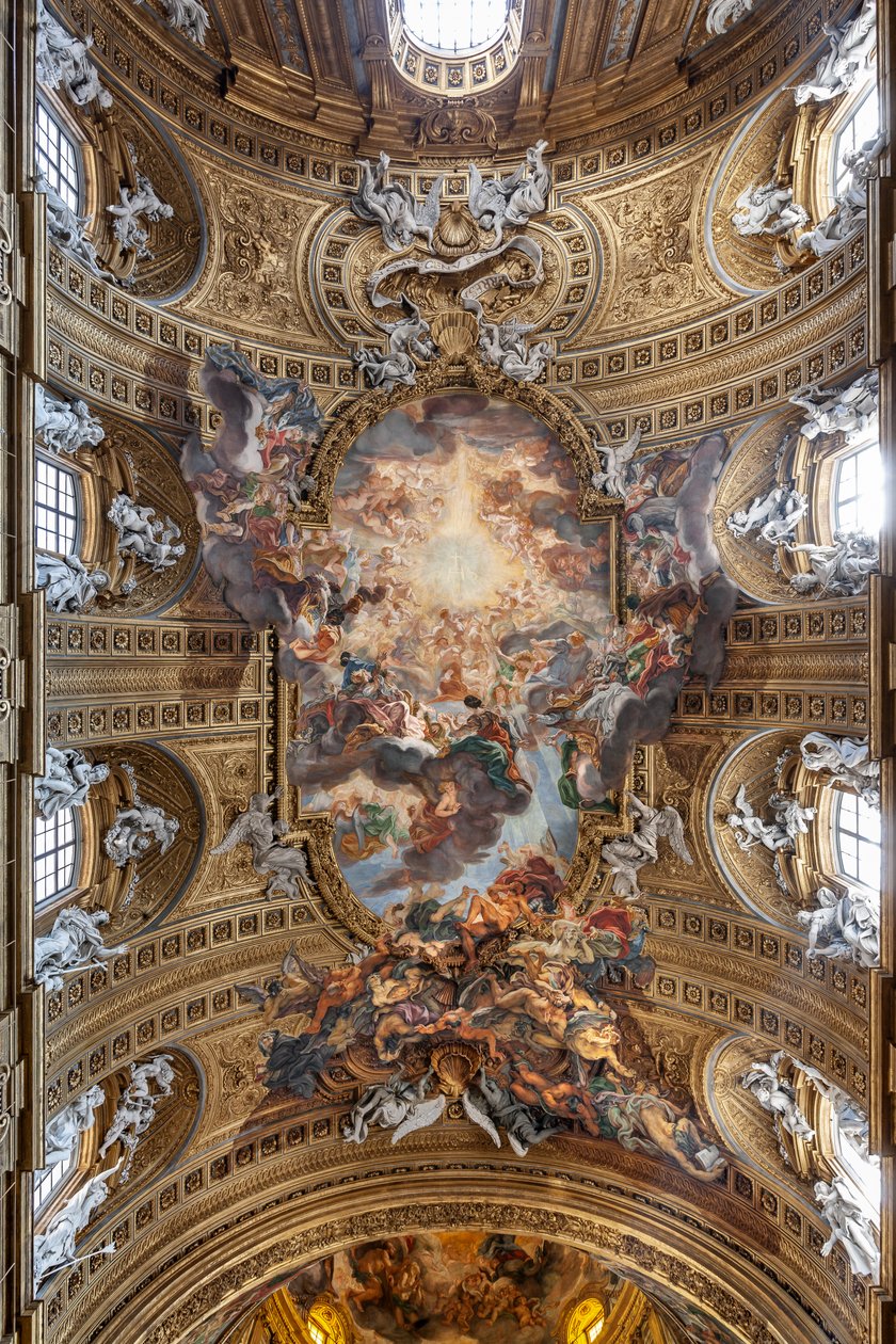 Blick auf das Gewölbe des Kirchenschiffs mit "Der Triumph im Namen Jesu", Kirche des Gesù, Rom, Italien von Unbekannter Künstler