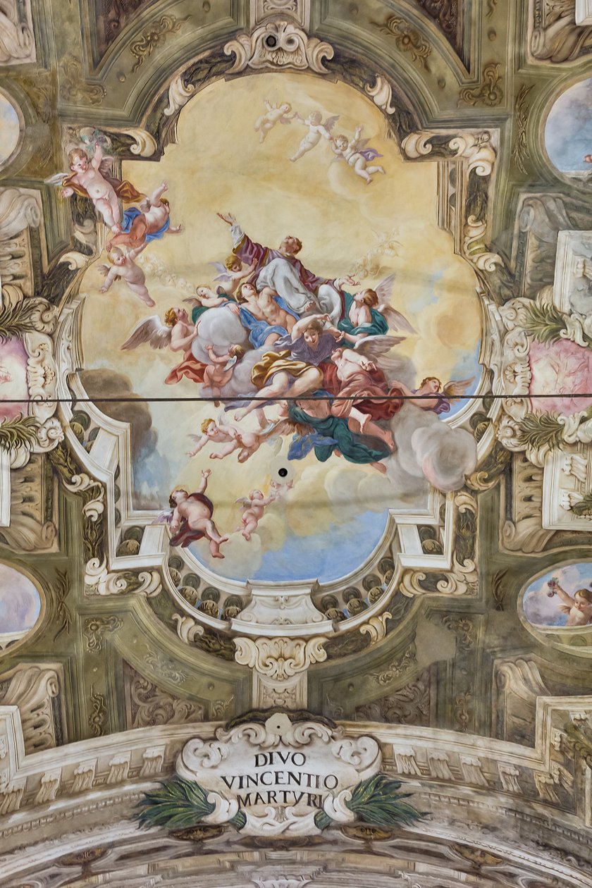 Ansicht des Gewölbes mit Fresko des Teatini-Raums, Chiesa di San Vincenzo, Piacenza, Emilia-Romagna, Italien von Unbekannter Künstler