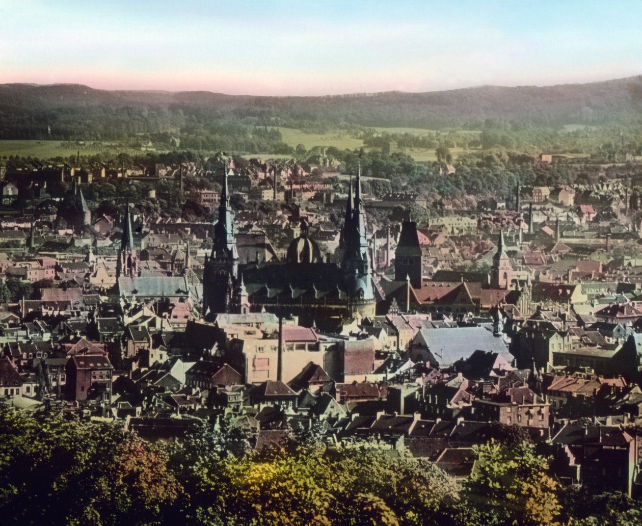 Blick auf die Stadt Aachen mit ihrem Dom im Stadtzentrum von Unbekannter Künstler