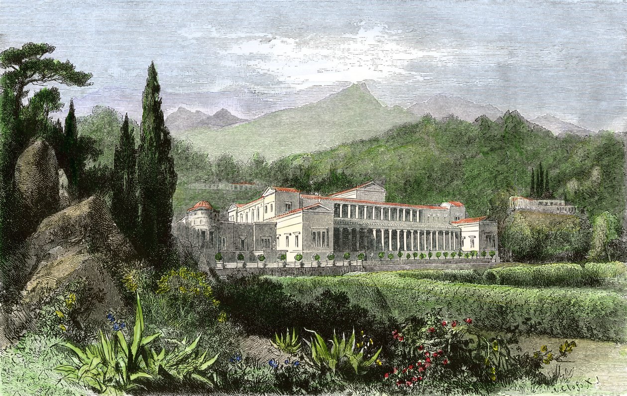 Villa von Plinius dem Jüngeren (auf Lateinisch Caius Plinius Caecilius Secundus, 61-114), römischer Schriftsteller und Politiker, Antikes Rom von Unbekannter Künstler