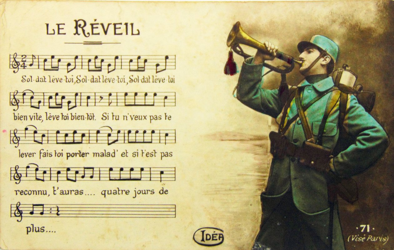 Krieg 14/18 Das Erwachen, Anfang des 20. Jahrhunderts (Postkarte) von Unbekannter Künstler