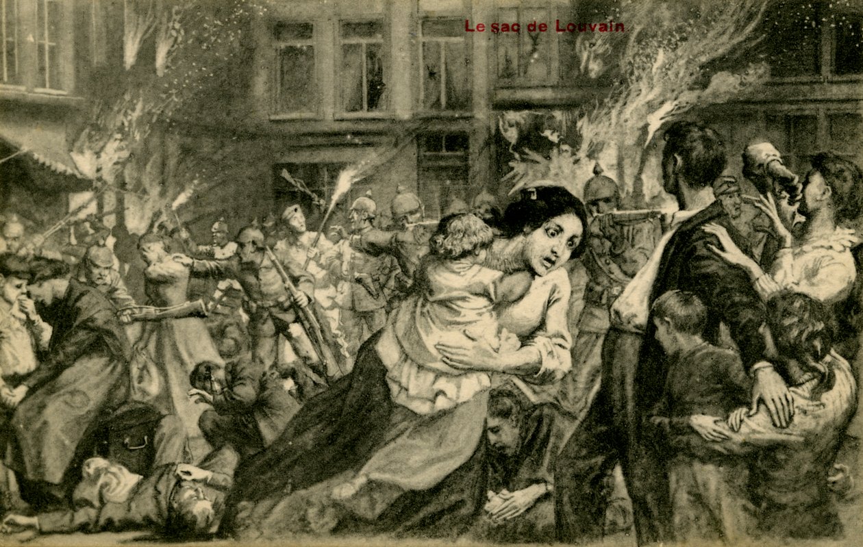 Erster Weltkrieg: Zerstörung von Löwen durch die Deutschen von Unbekannter Künstler