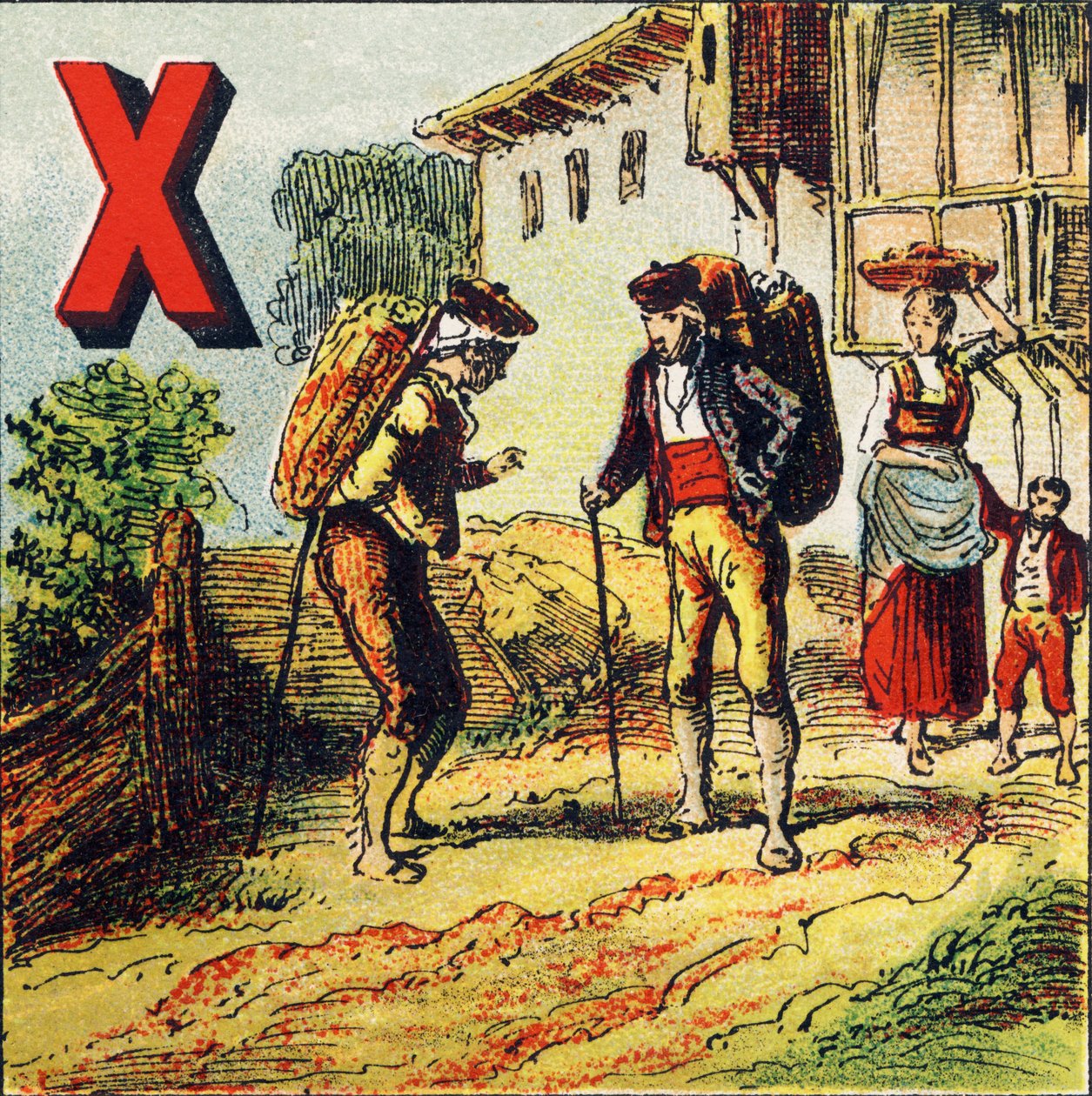 X: Xeres. Stadt in Spanien, bekannt für ihren Wein - Gravur aus Alphabet geographique. Guerin-Muller et Cie, Verleger, Paris von Unbekannt