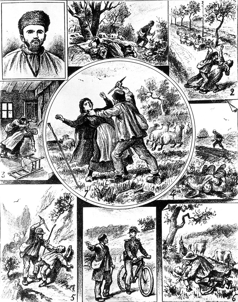 Die Vacher-Affäre, in Frankreich Ende des 19. Jahrhunderts, einer der ersten Serienmörder, 1895-1898, Gravur von Unbekannt
