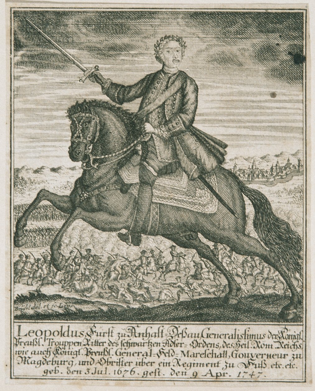 Der preußische Heerführer Leopold I. Fürst von Anhalt-Dessau von Unbekannter Stecher