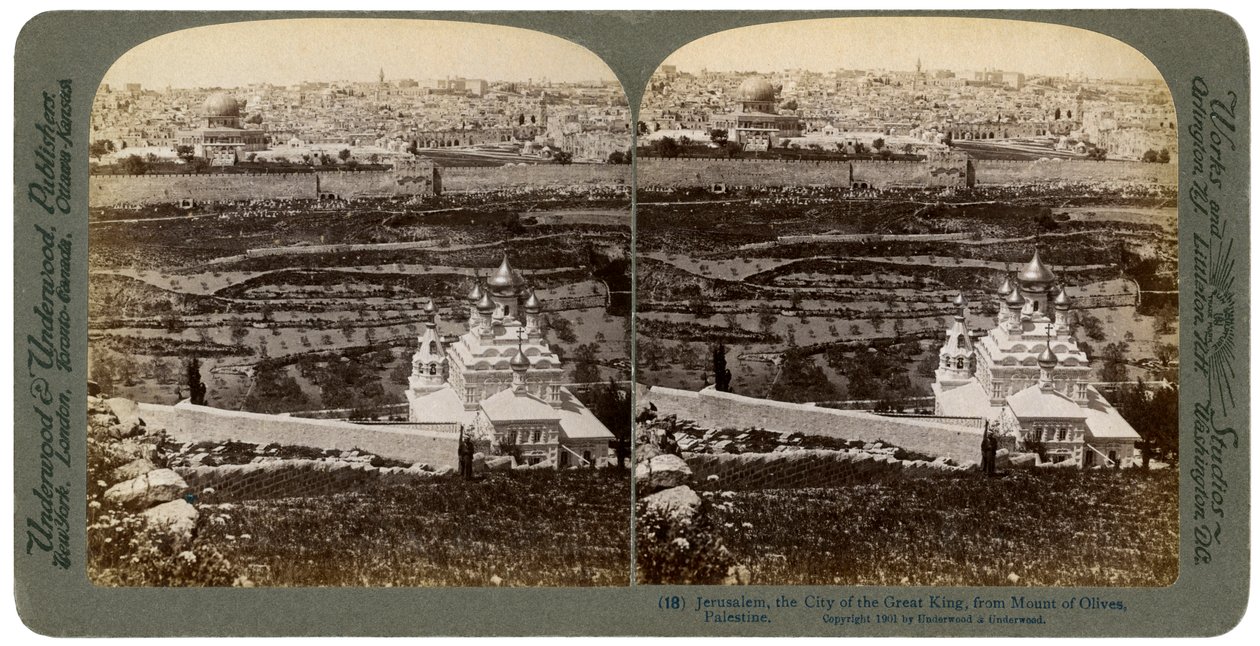 Jerusalem, gesehen vom Ölberg, Palästina, 1901 von Underwood and Underwood