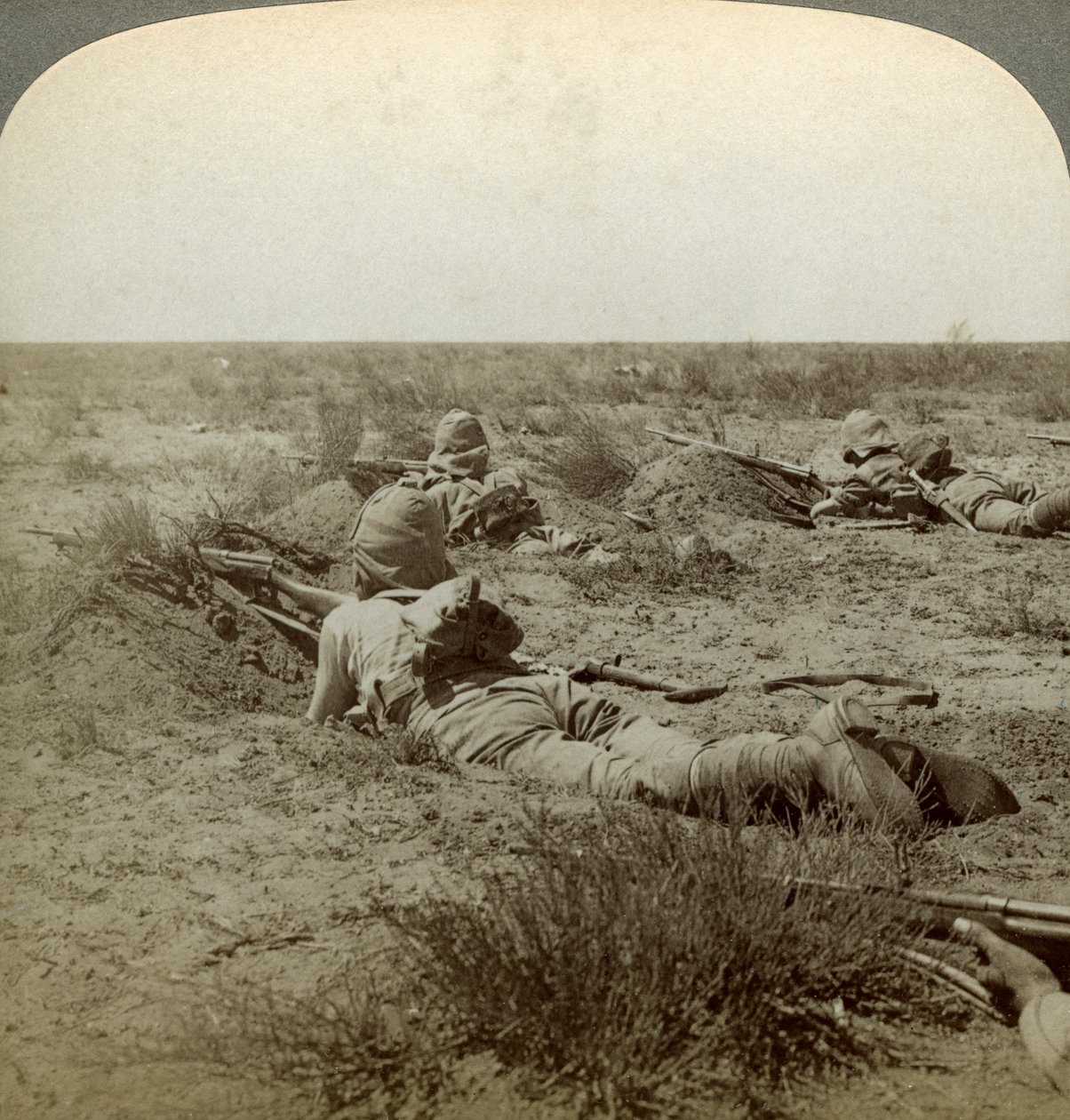An der Frontlinie mit den Besten der Königin, Modder River, Südafrika, Burenkrieg von Underwood and Underwood