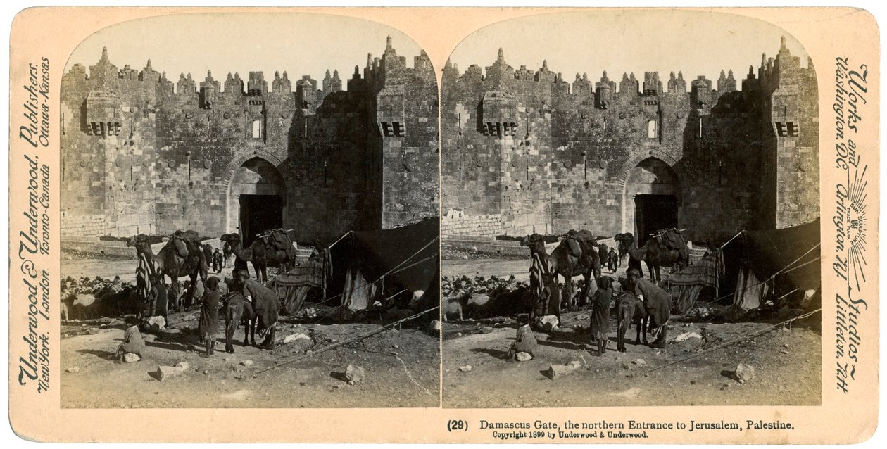 Das Damaskustor, der nördliche Eingang nach Jerusalem, Palästina, 1899 von Underwood and Underwood