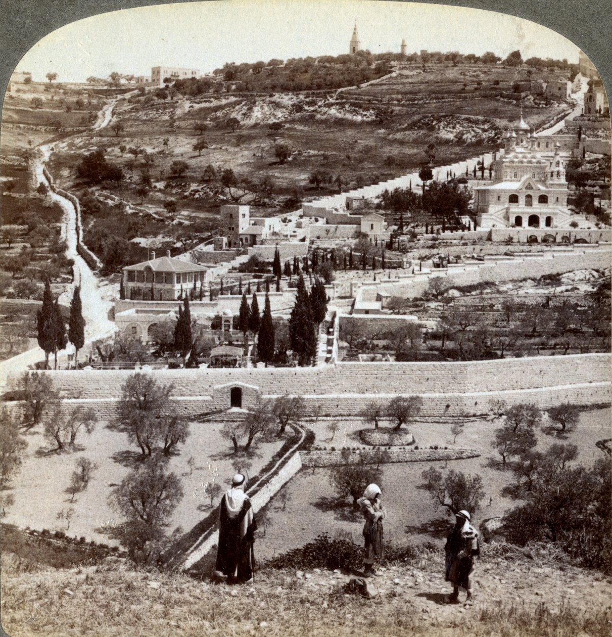 Der Garten Gethsemane und der Ölberg, Palästina, 1908 von Underwood and Underwood