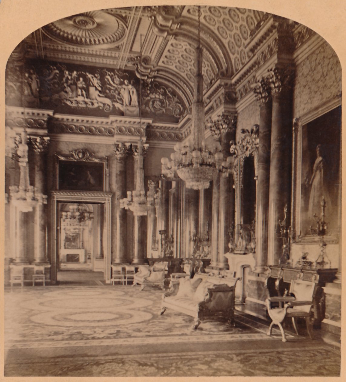 Der prächtige blaue Raum der Königin, Buckingham Palace, London, England, 1900 von Underwood and Underwood