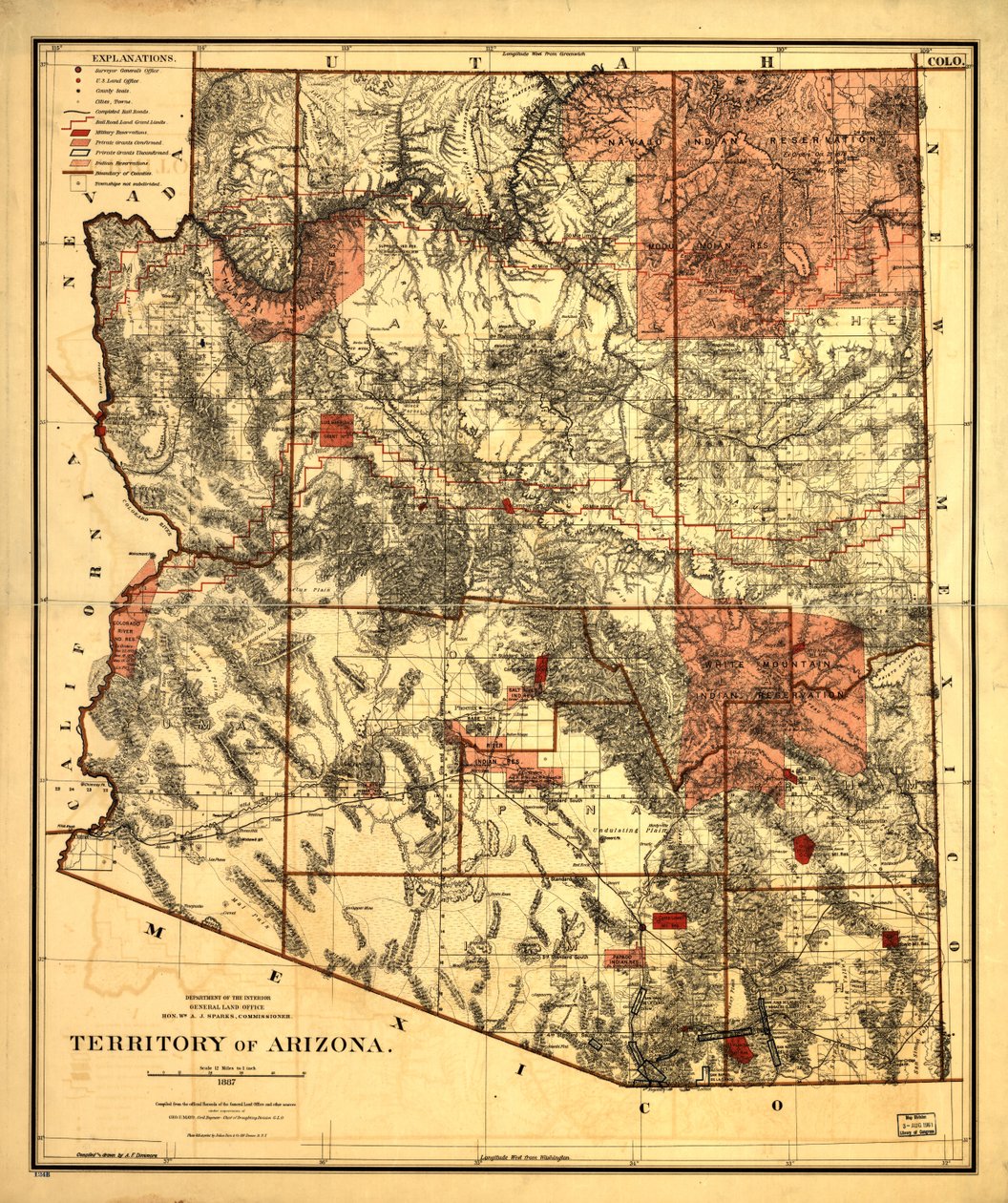 Territorium von Arizona von United States. General Land Office