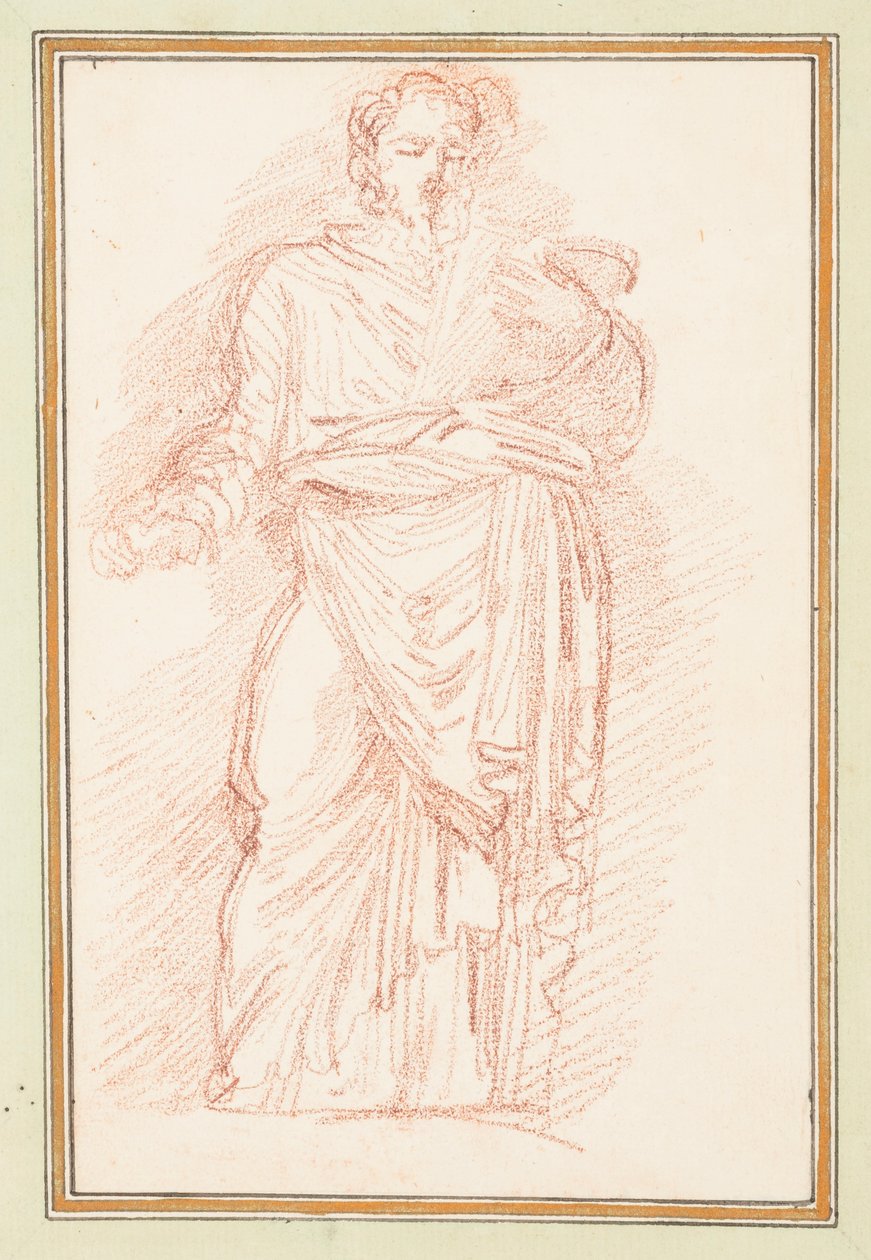 Zeichnung, Gewandfigur mit Gürtel um die Taille, ca. 1759–70 von Unknown