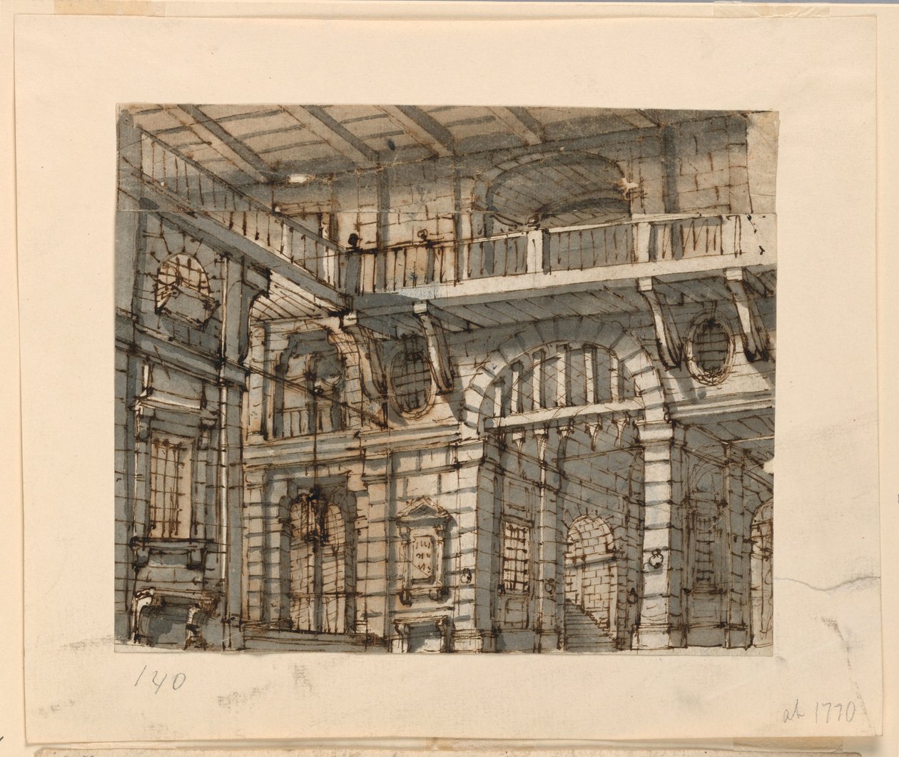 Bühnenbild, Inneres des Gefängnishofs von Unknown