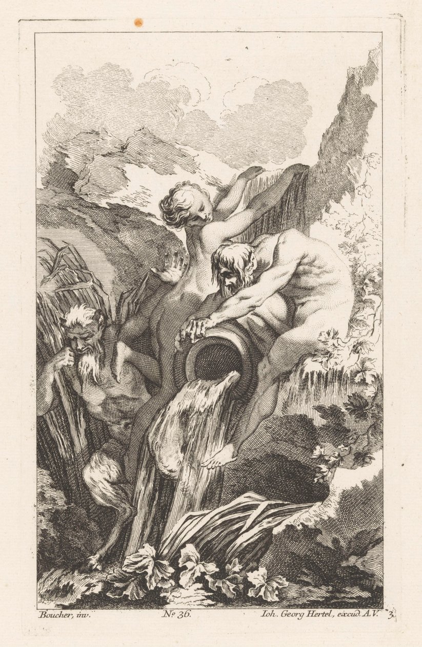 Brunnen mit Mann, Frau und Satyr von Unknown