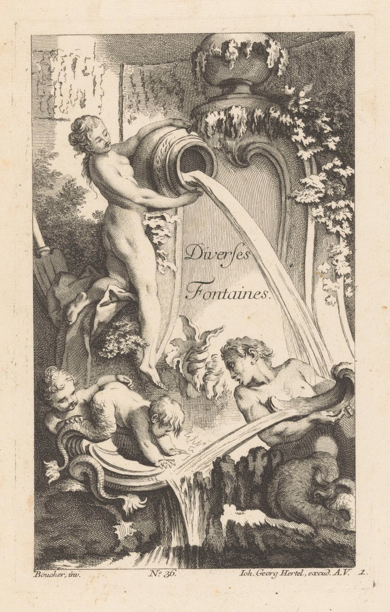 Brunnen mit Frau, Meermann und Kindern von Unknown