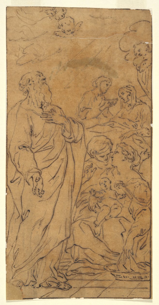 Heilige Familie und Heiliger (Geburt der Jungfrau Maria), in Rom, S. Giovanni in Fonte von Unknown