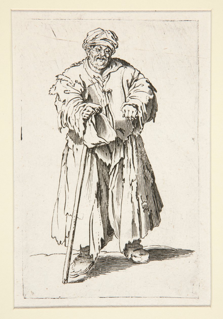 Der fettleibige Bettler mit gesenkten Augen von Unknown
