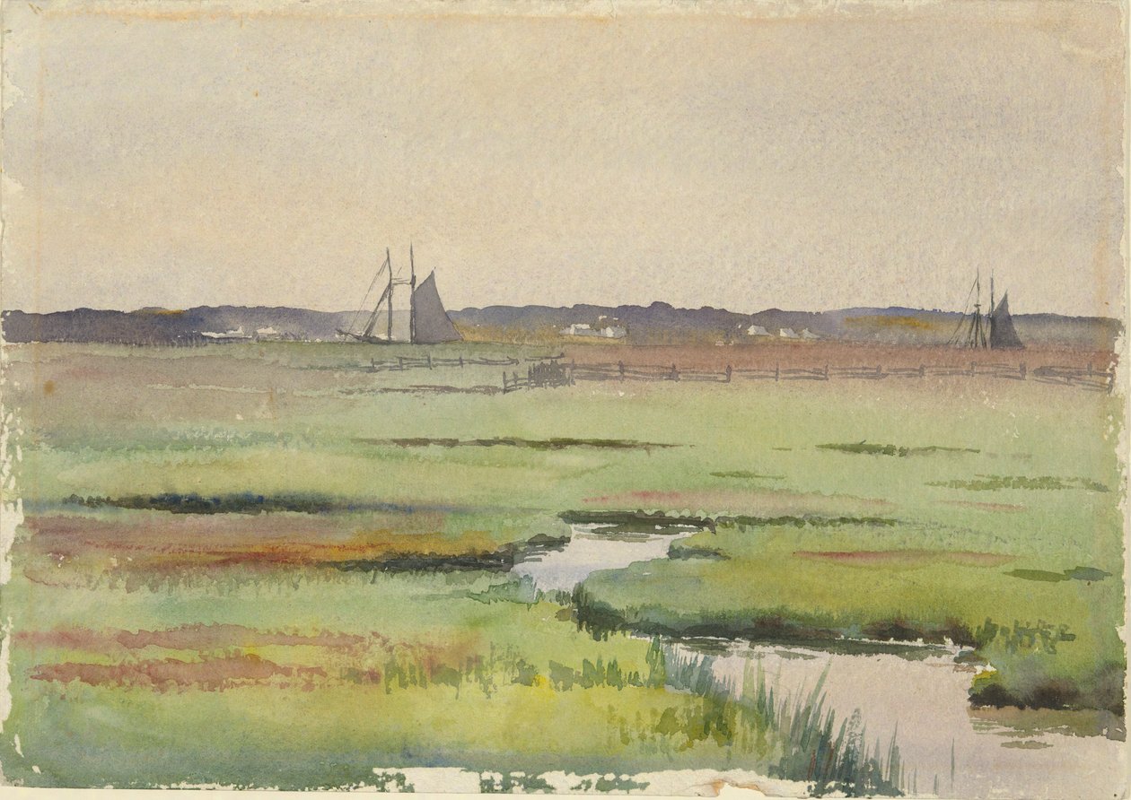 Marschlandschaft mit Booten von Unknown