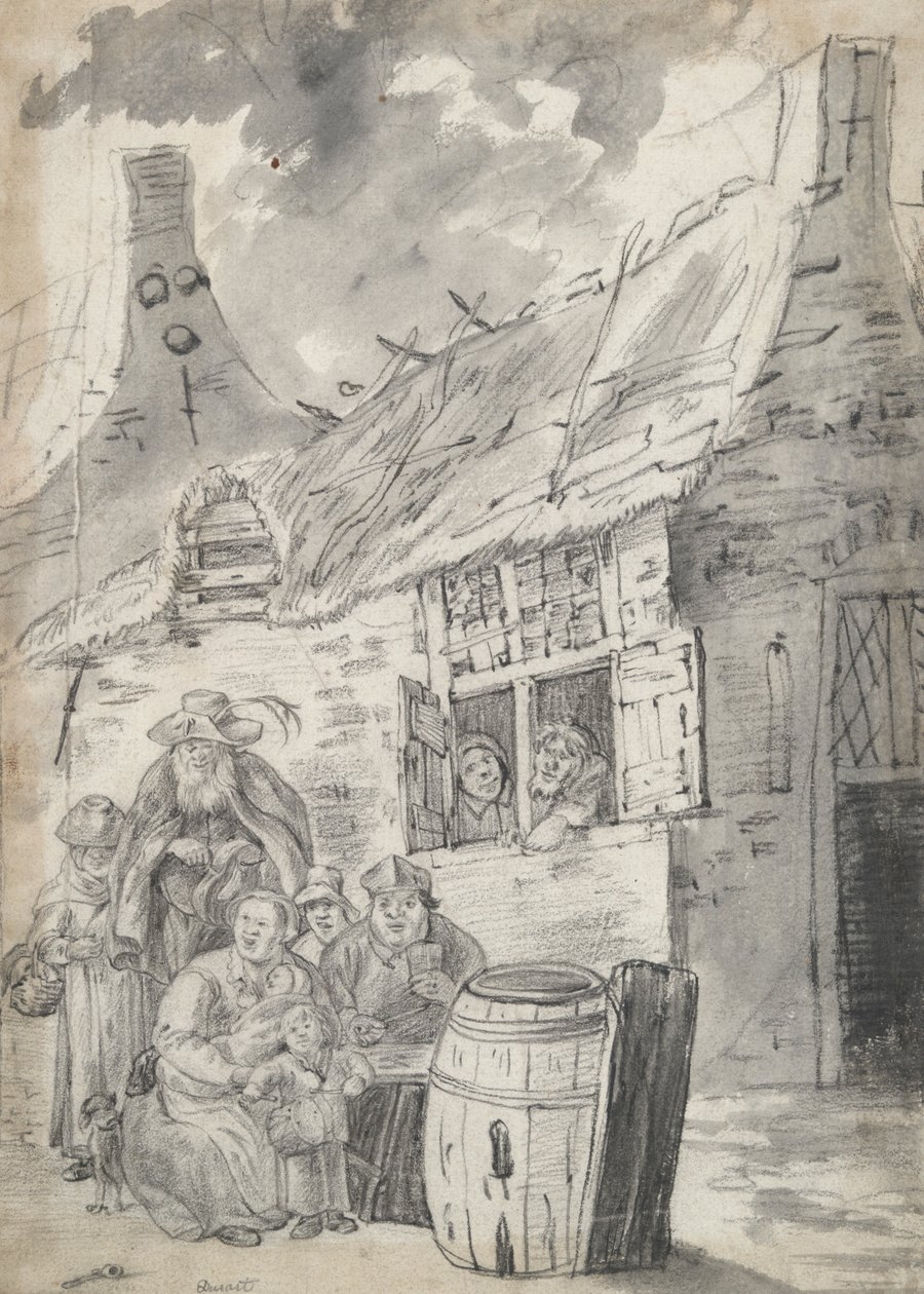 Bauern vor einem Cottage von Unknown