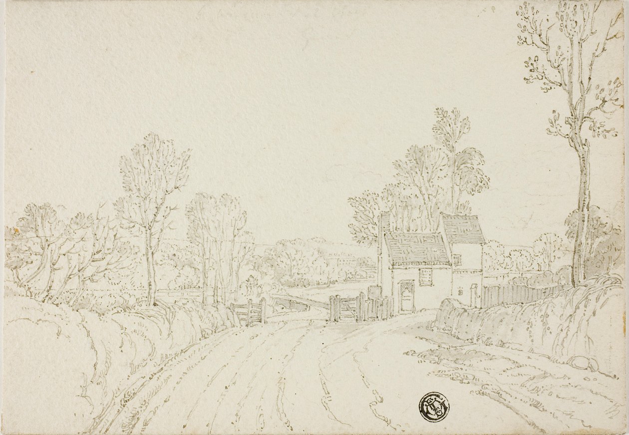 Straße am Haus in der Landschaft von Unknown