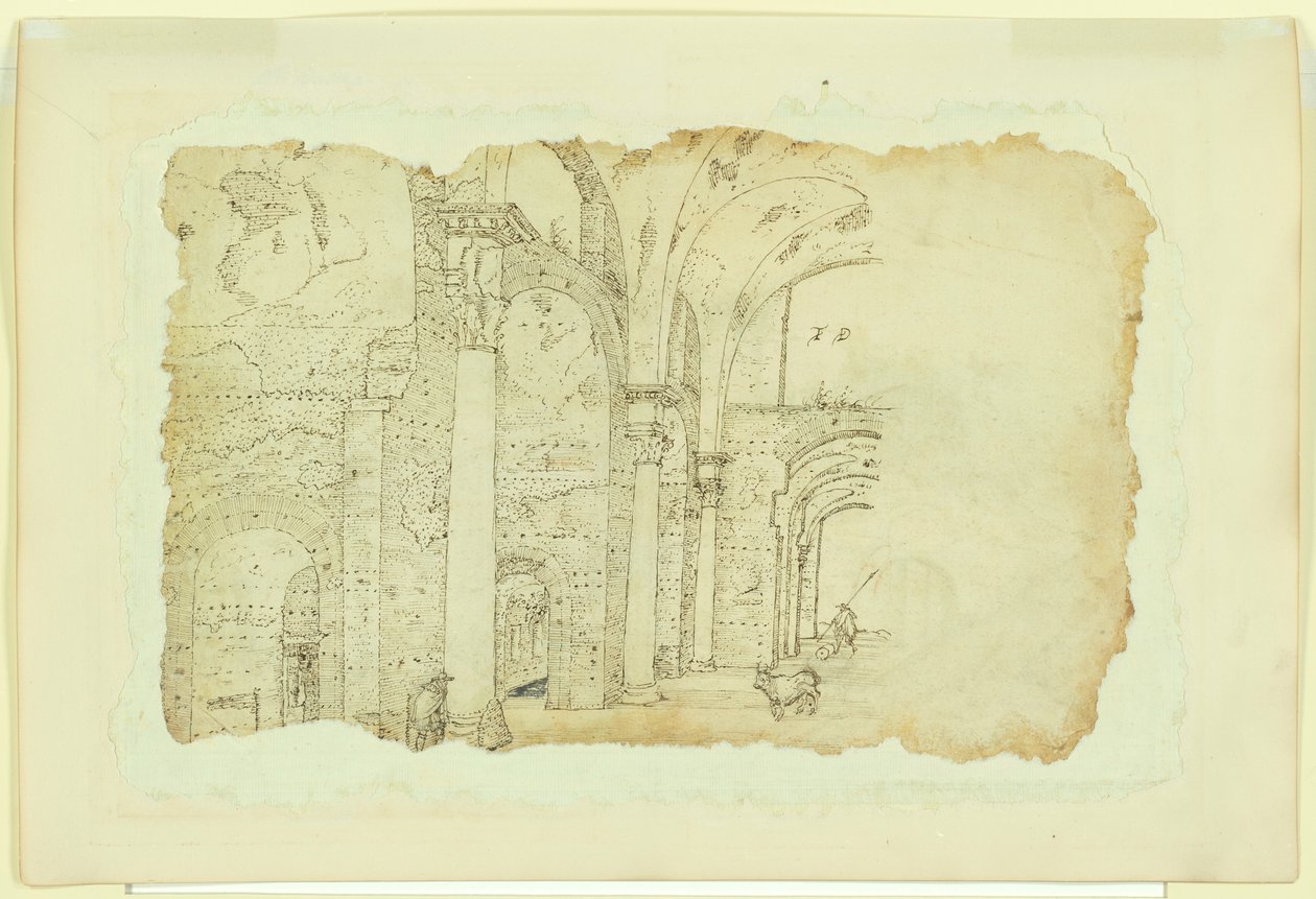 Ruinen der Thermen des Diokletian (recto); Eine andere Ansicht desselben Themas (verso) von Unknown