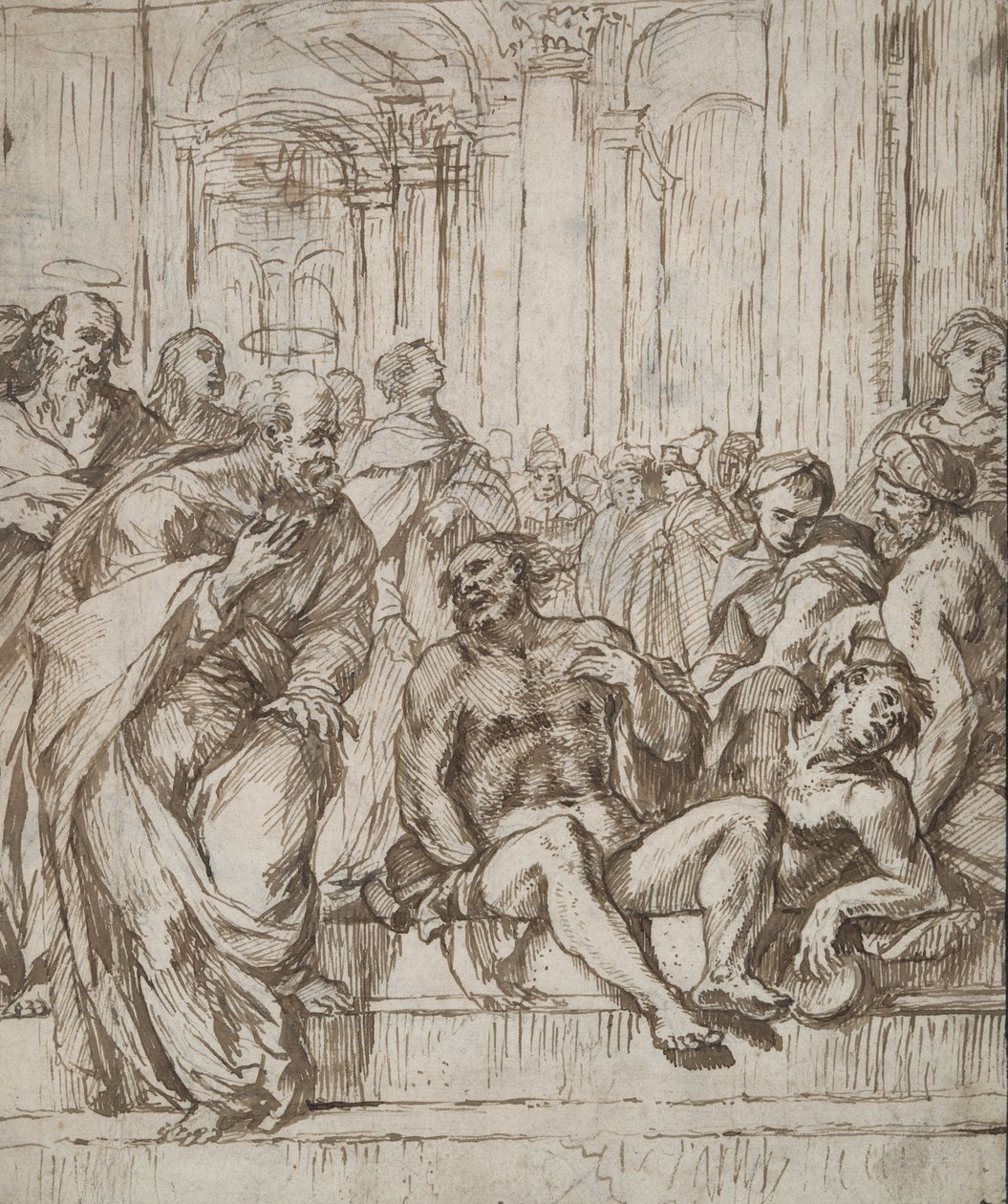 Heilung des Lahmen durch die Heiligen Petrus und Paulus von Unknown