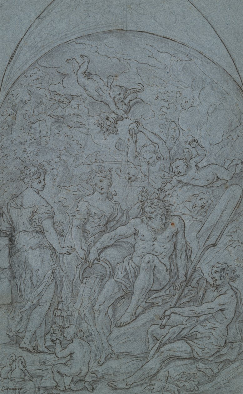 Studie für eine Allegorie mit Flussgott und Fülle von Unknown