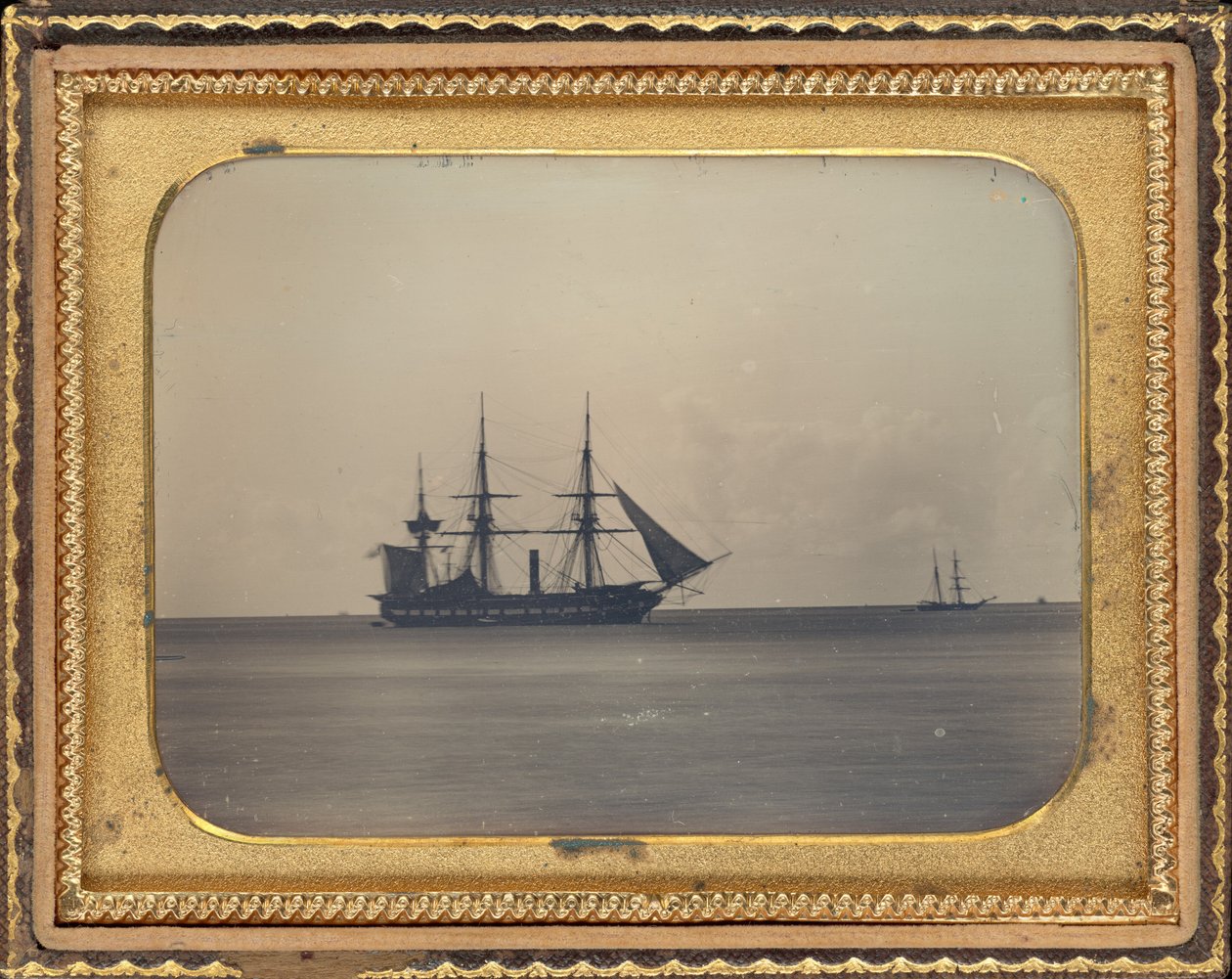 H.M.S. Dauntless vor Anker in der Carlisle Bay, Barbados von Unknown 19th Century