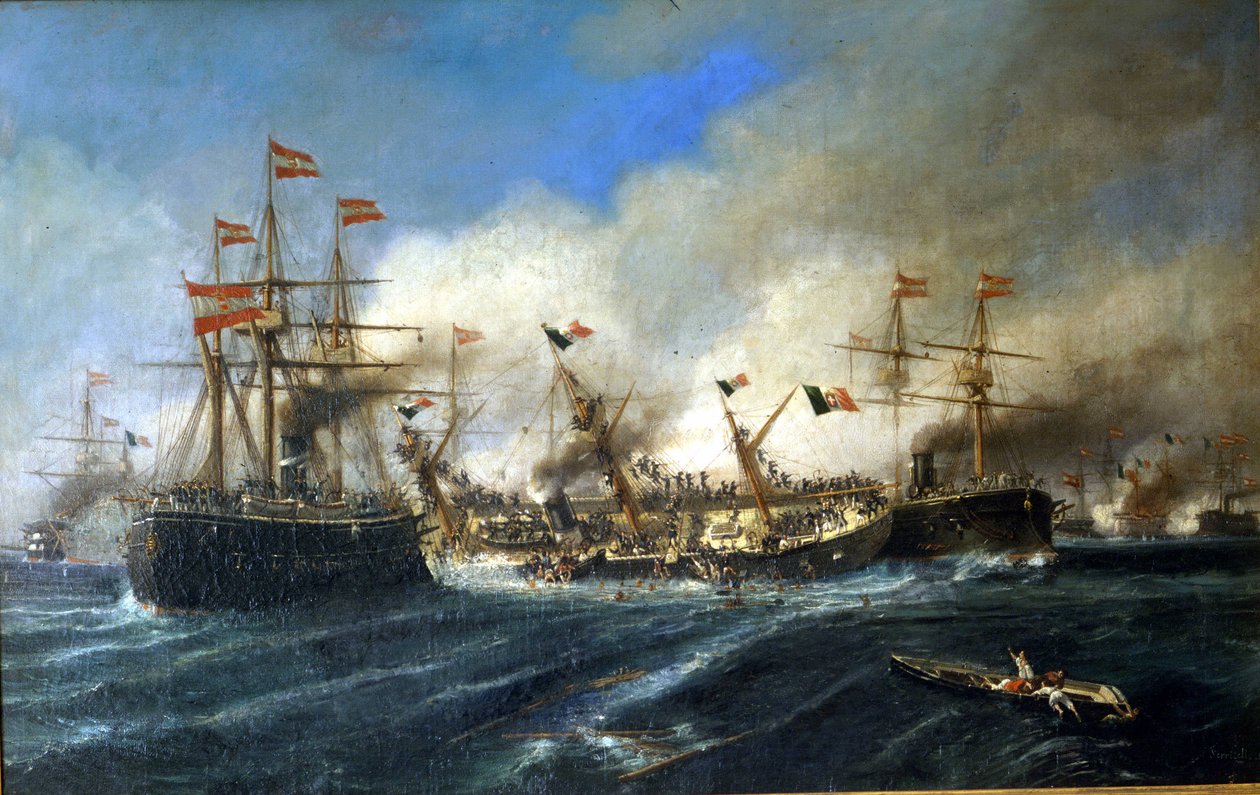 20.07.1866: Schlacht von Lissa vor Dalmatien: die Österreicher zerstören die italienische Flotte von Unknown artist