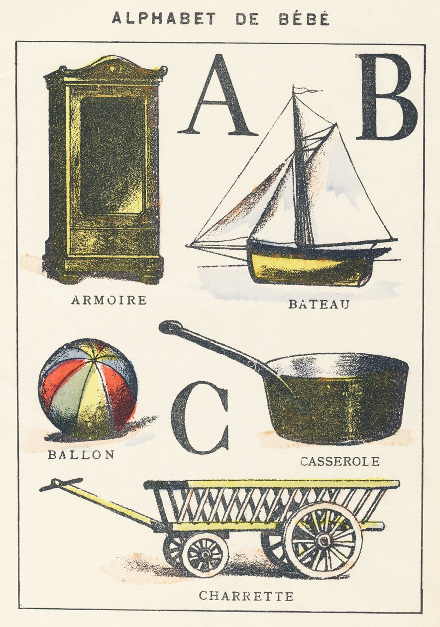 A B C: Schrank, Boot, Ballon, Topf, Karren von Unknown artist
