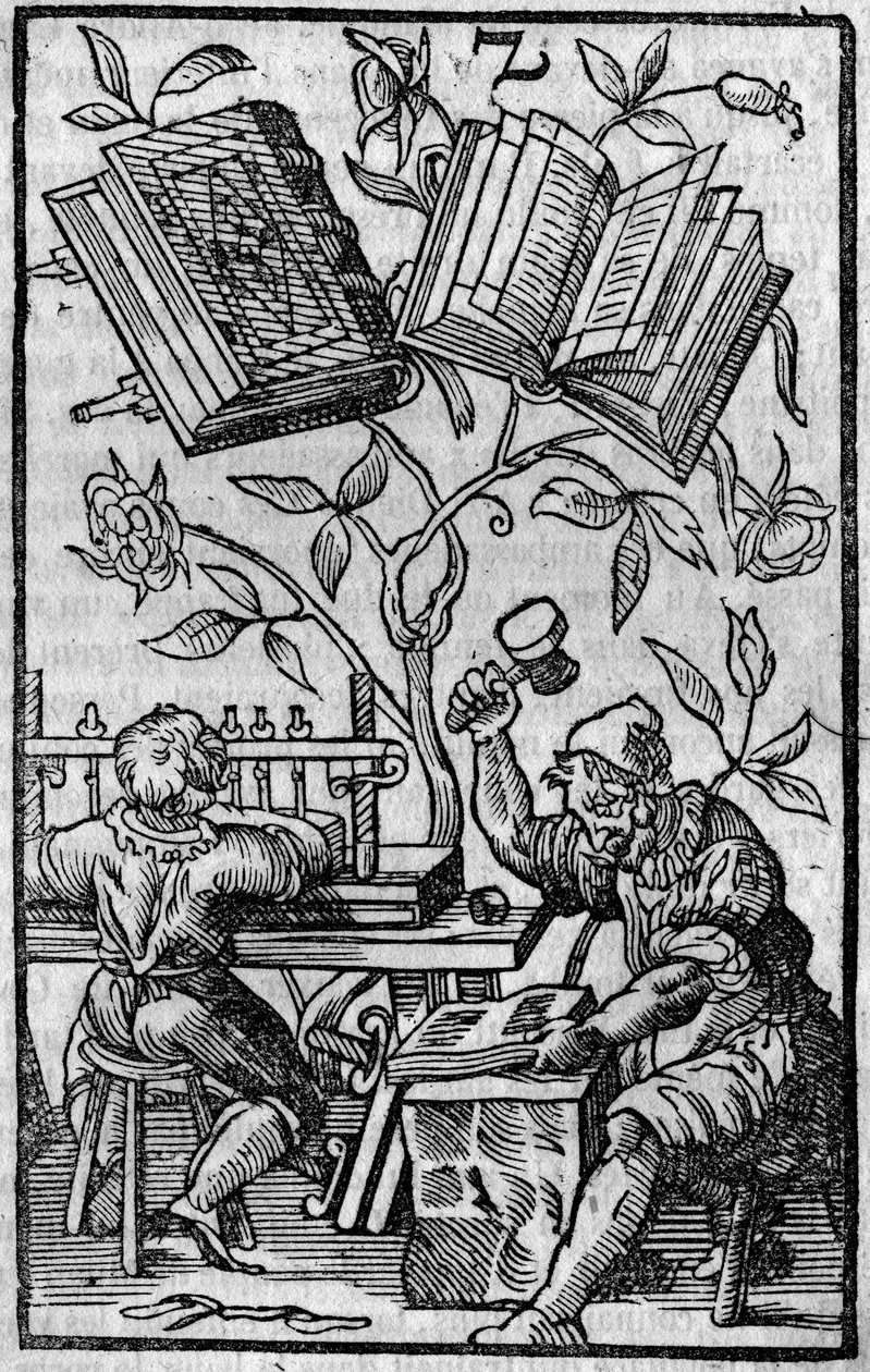 Eine Buchbindewerkstatt im Mittelalter. von Unknown artist