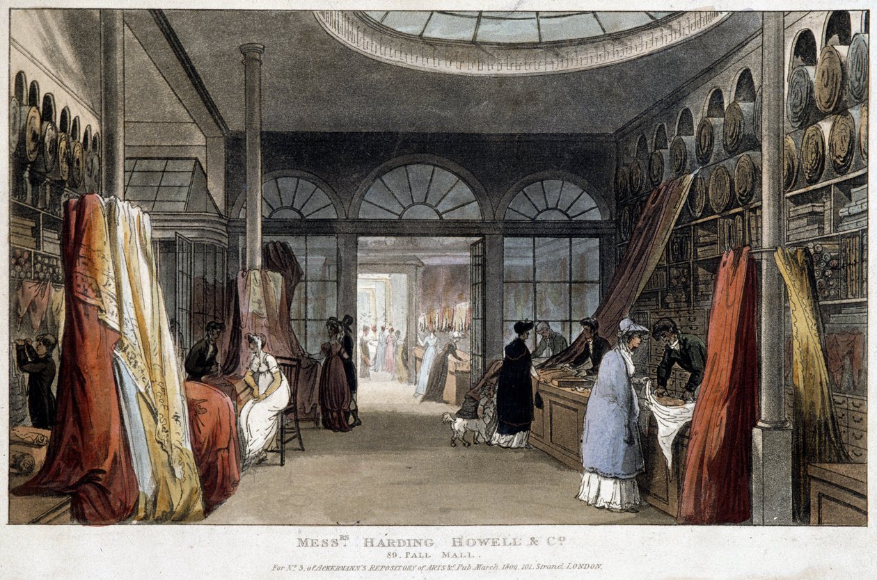 Ein Stoffladen in London (England) - Lithographie um 1800 von Unknown artist