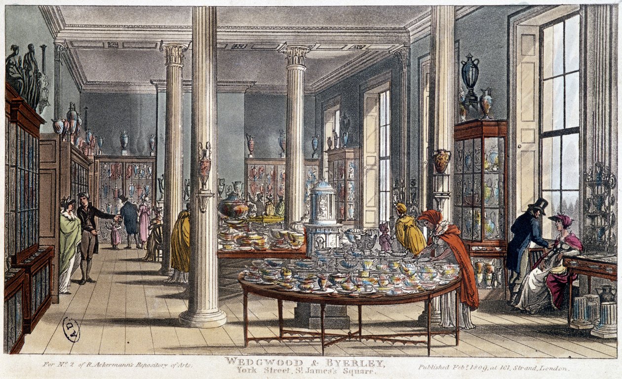 Ein Porzellangeschäft in London (England) Wedgwood & Byerley - Lithographie um 1800 von Unknown artist