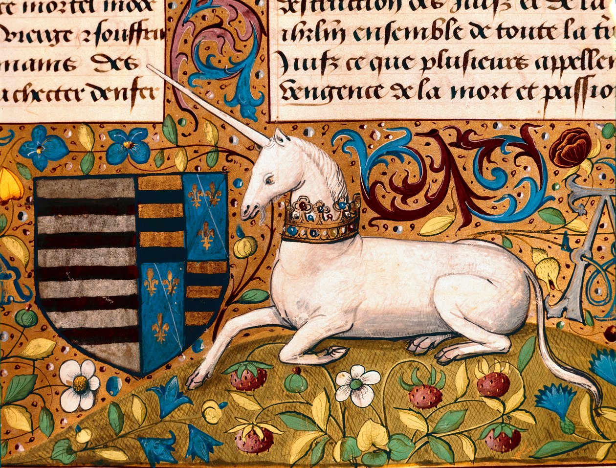 Ein Einhorn und ein Wappen (Detail) von Unknown artist