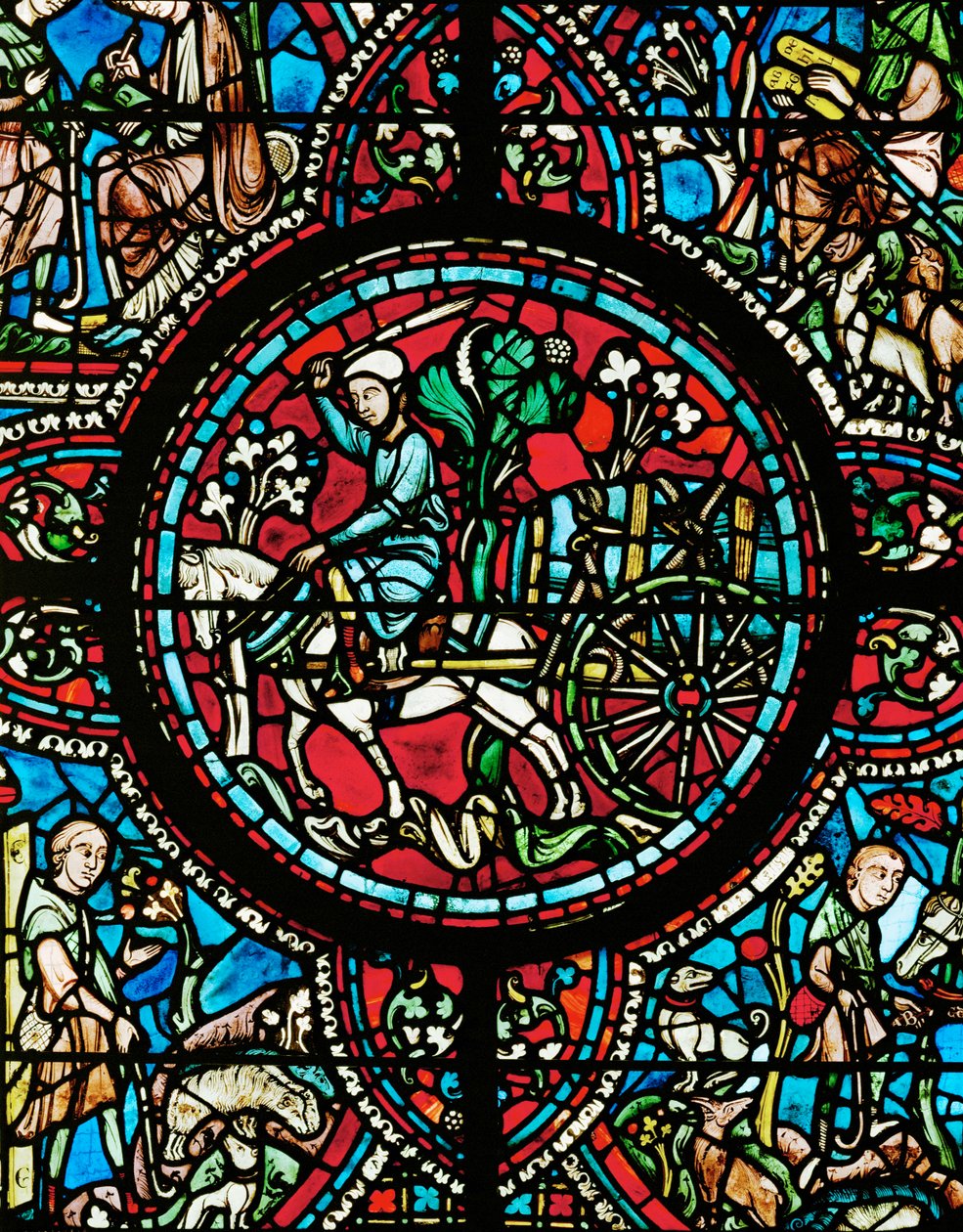 Ein Weinhändler transportiert ein Weinfass, mit starkem Seil an den Wagen gebunden von Unknown Artist