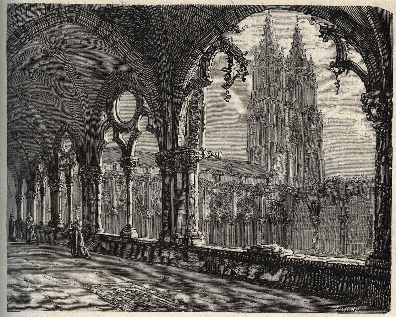 Abtei Saint-Jean-des-Vignes - Soissons - (Saint Jean des Vignes) - Gravur in „PATRIE“ - BESCHREIBUNG PICTURESQUE DE LA FRANCE EN 6 VOLUMES VON LUCIEN HUARD - Ende des 19. Jahrhunderts von Unknown artist
