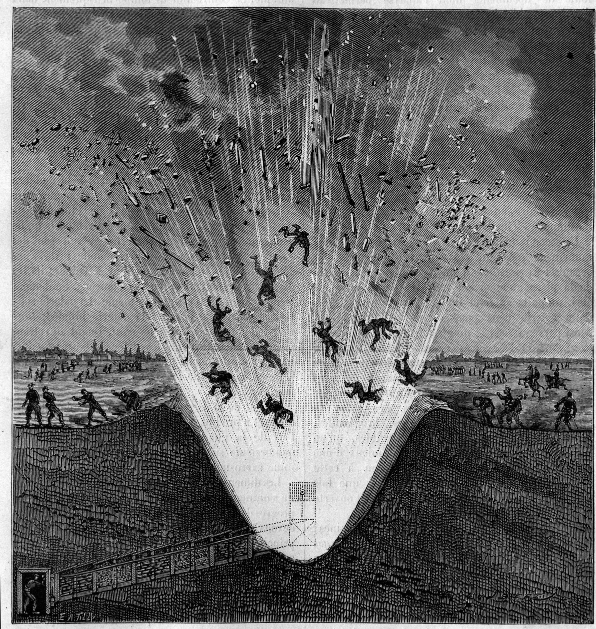 Unfallbedingte Explosion einer Kriegsgrube, Arras (Pas de Calais, 62), 6. Oktober von Unknown artist