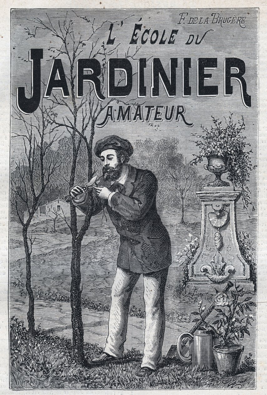 Werbung für das Buch: „Die Schule des Amateurgärtners“ von F. de la Brugere von Unknown artist
