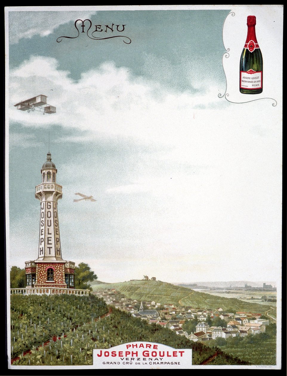 Werbung der Marke „Joseph Goulet - Verzenay - Grand cru de la Champagne“ von Unknown artist