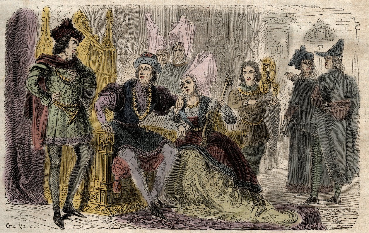 Agnes Sorel (1422-1450) am Hof von Karl VII. - Agnes Sorel am Hof von Karl VII. - Gravur in „Dictionnaire populaire illustrious“ - 1864 - von Joseph Decembre und Edmond Allonier - von Unknown artist