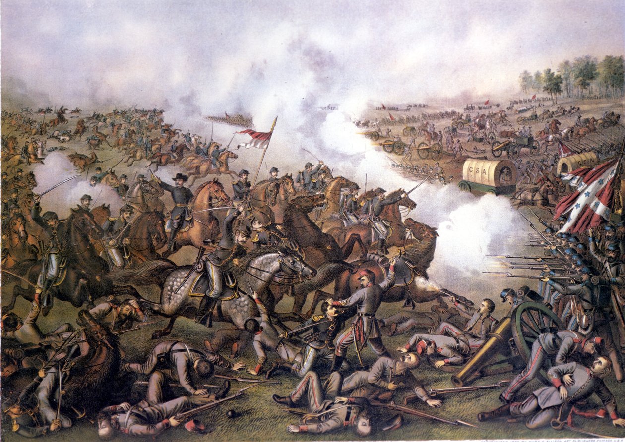 Amerikanischer Bürgerkrieg (1861 - 1865): Schlacht von Five Forks (Virginia) am 1. April von Unknown artist