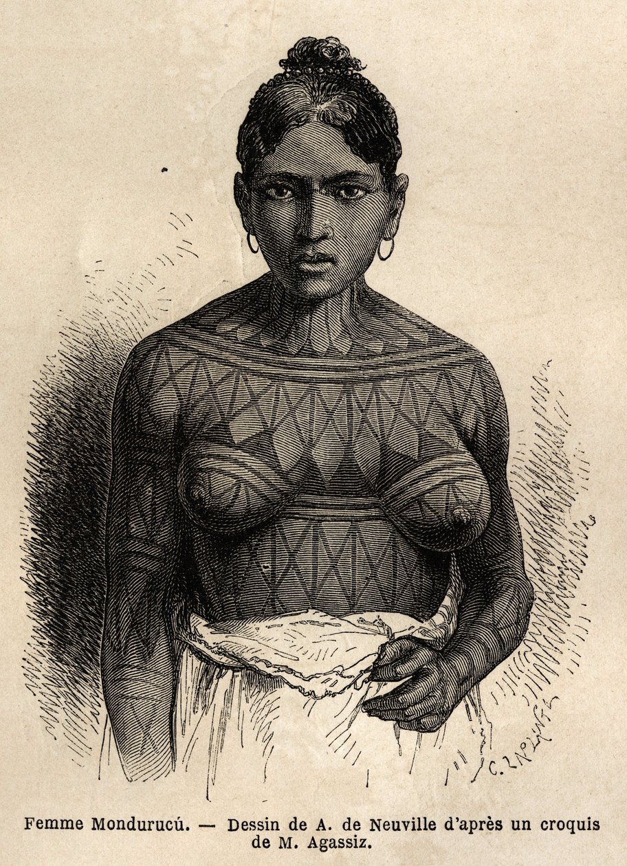 Eine indische Frau Mondurucu (oder Mundurucu), ein Stamm des Staates Para, in der Region des Flusses Tapajos von Unknown artist