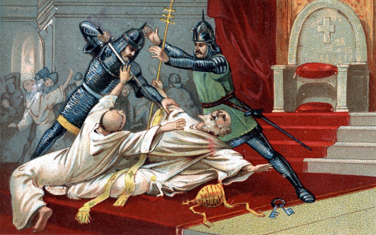 Bombardierung von Anagni, Wilhelm von Nogaret verhaftet Papst Bonifatius VIII., 1303 von Unknown artist