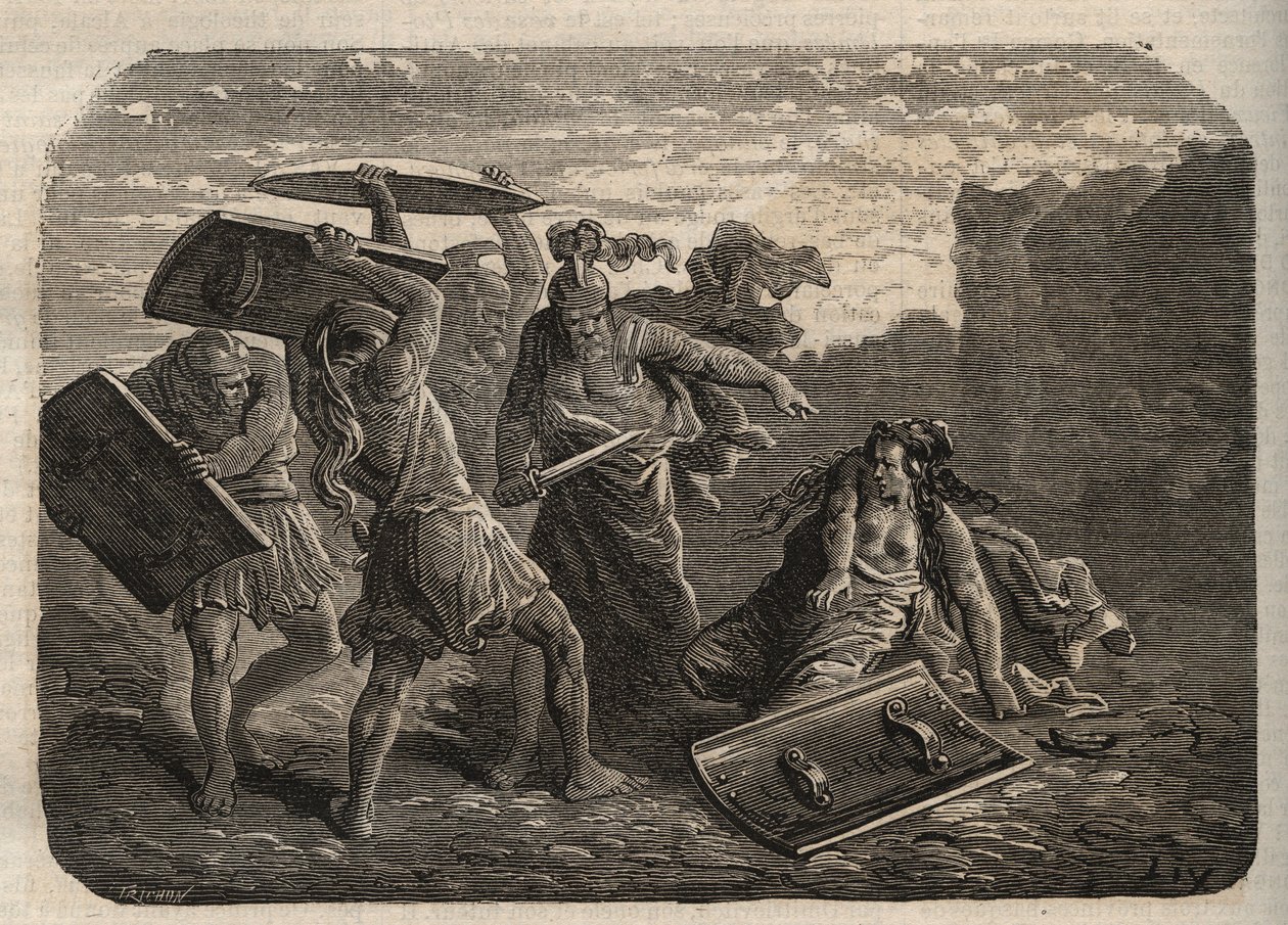 Antikes Rom - Bestrafung der Tarpeia - Gravur von Unknown artist
